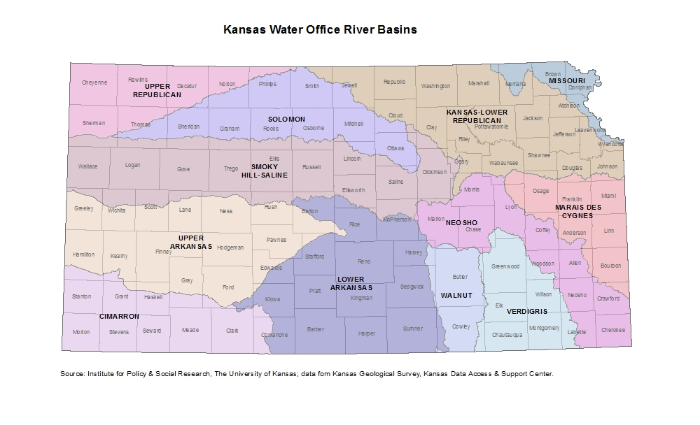 Map of Kansas Water Office River Basins
